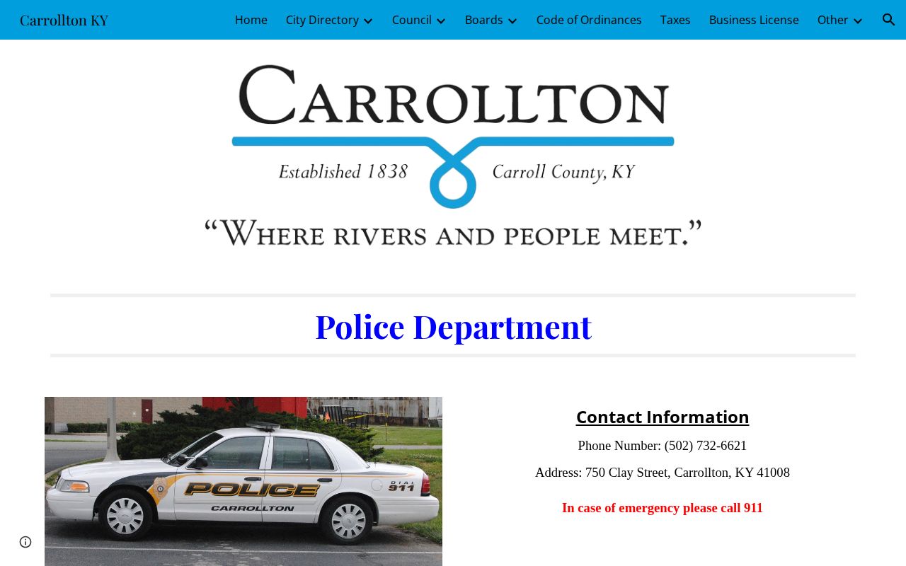 Carrollton Police Department arrest records contact page