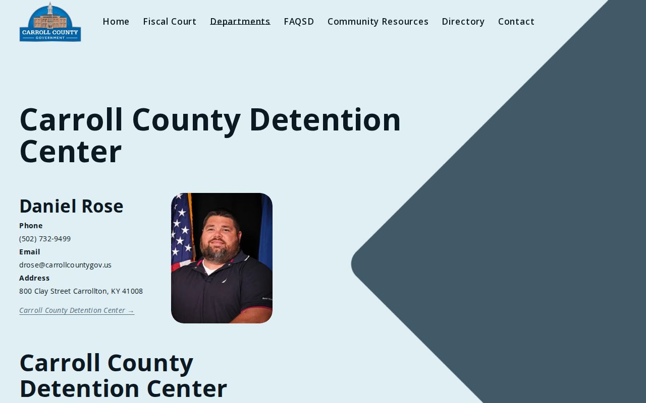 Carroll County Detention Center booking record contact page